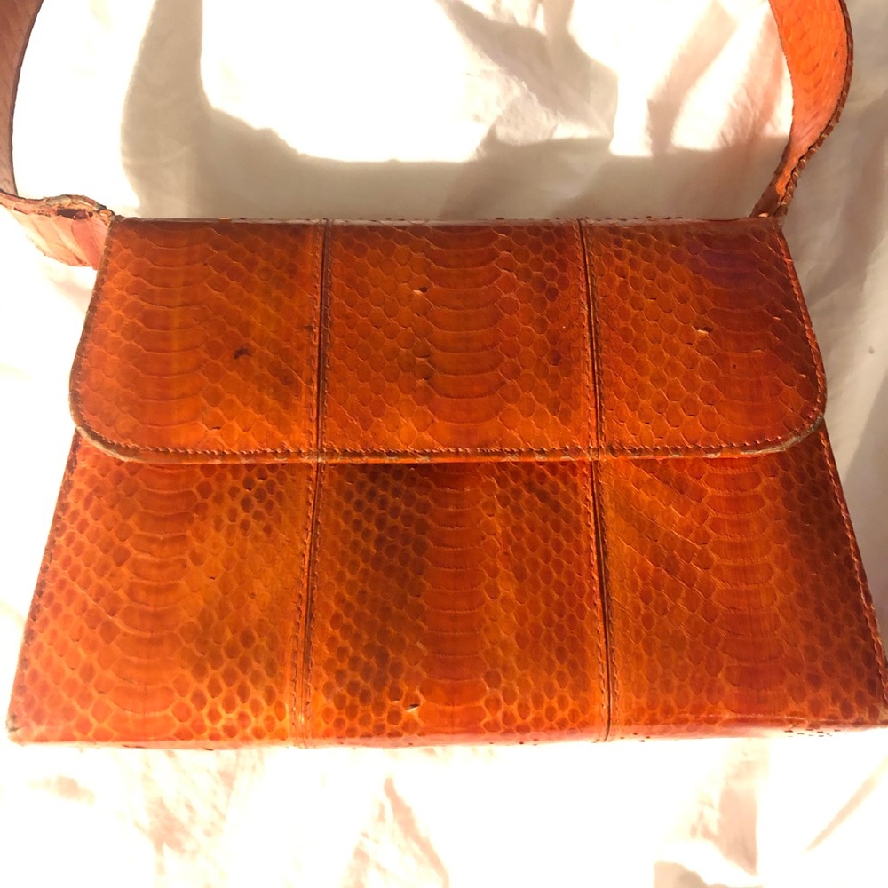 Lelya snakeskin orange bag